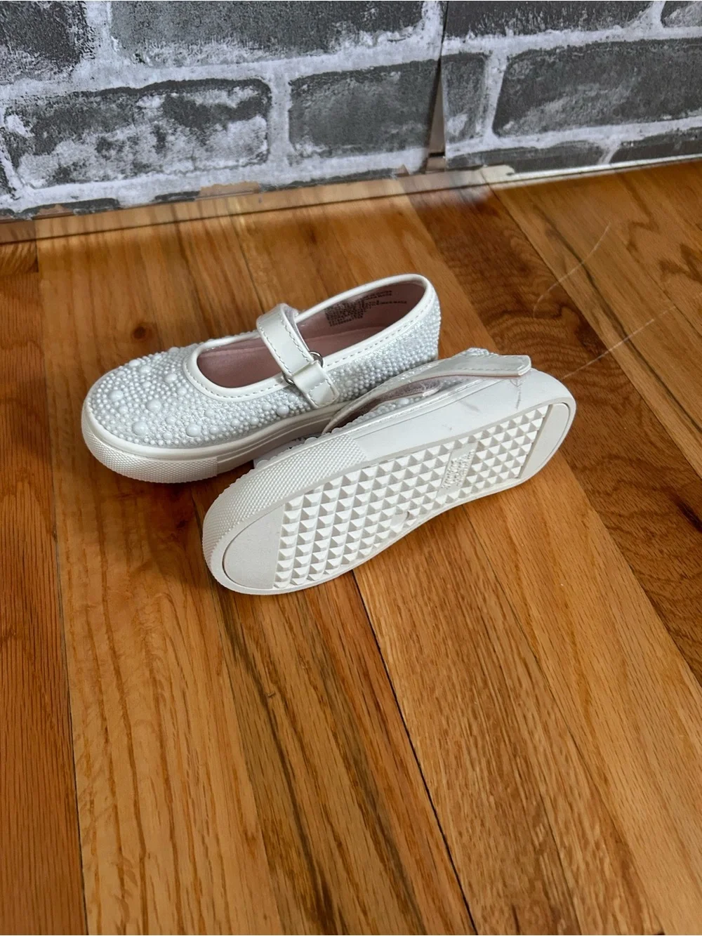 jumping beans White Pearl-Embellished Mary Jane Shoes